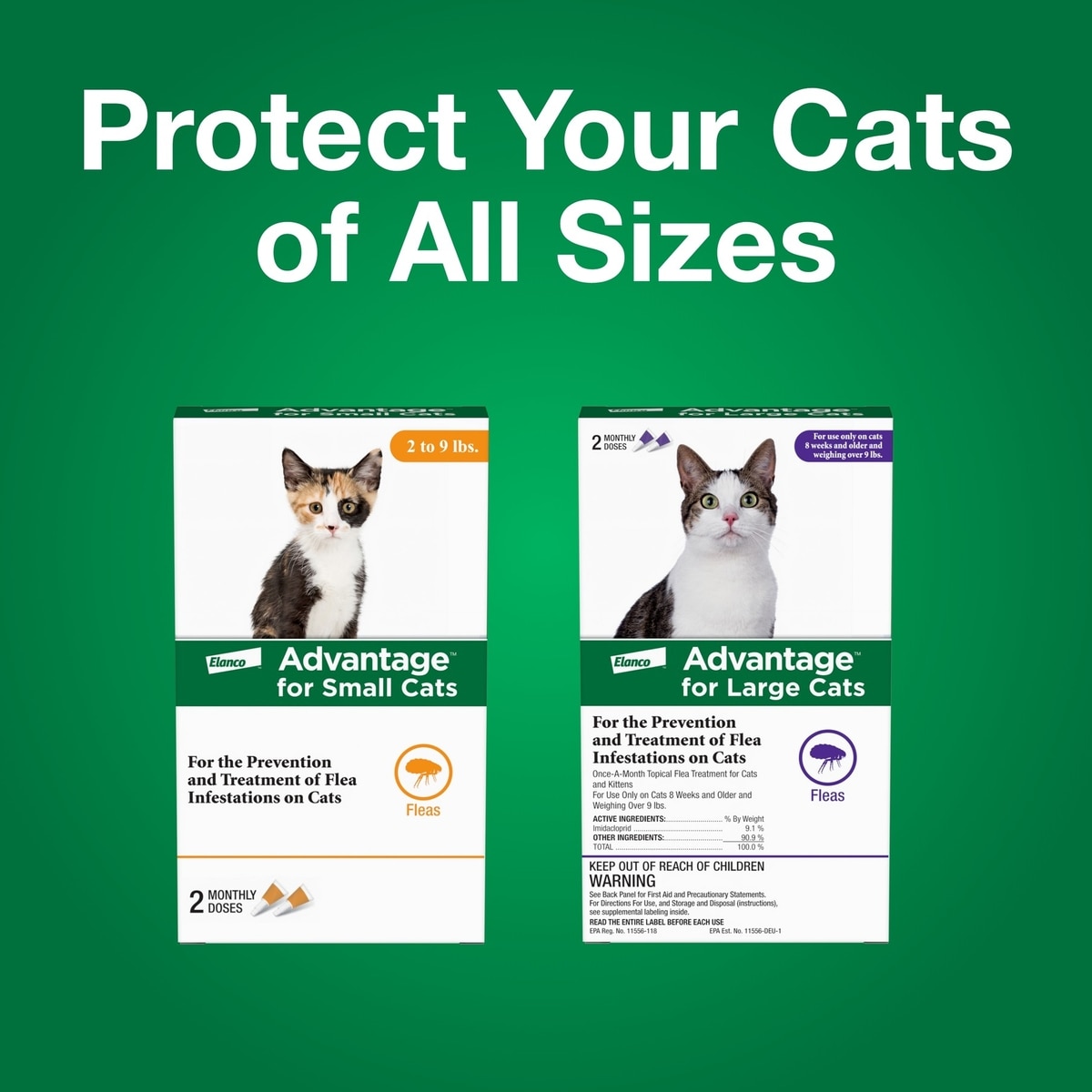 ADVANTAGE Topical Flea Prevention for Small Cats, 2-9 lbs,