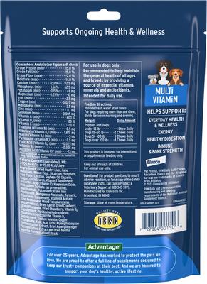 Show full view: Advantus Flea Oral Treatment for Dogs, 4-22 lbs, 7 Soft Chews + Pet Protect DVM Daily Multivitamin Chicken Flavored Soft Chew Supplement for Dogs, 60 count slide 7 of 10