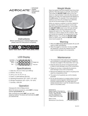 Show full view: Advocate Universal Digital Household Scale slide 4 of 4