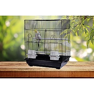 A&E Cage Company 18-in Flat Top Bird Cage, Black, Small