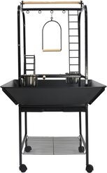 A&E Cage Company Bird Play Stand with Ladders & Toy Hooks, Black