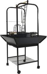 A&E Cage Company Bird Play Stand with Ladders & Toy Hooks, Black slide 2 of 3
