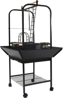 Show full view: A&E Cage Company Bird Play Stand with Ladders & Toy Hooks, Black slide 2 of 3