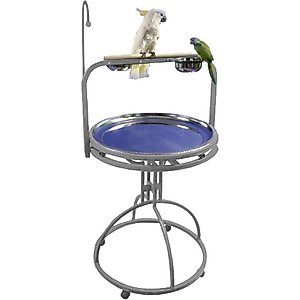 A&E Cage Company Bird Stand with Toy Hook, Platinum