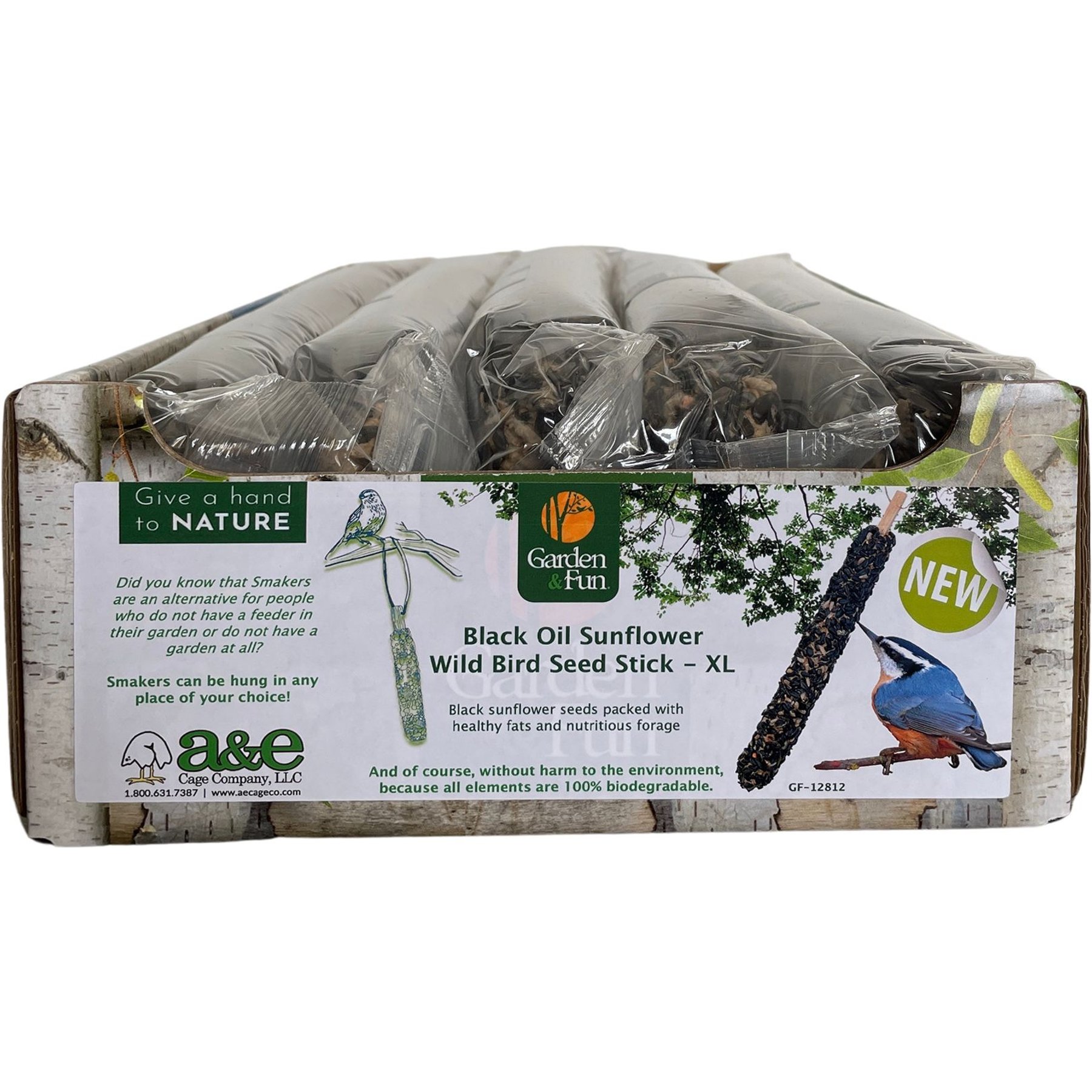A&E Cage Company Black Oil Sunflower Wild Bird Seed Stick Wild Bird Treats, 0.4-lb box, 10 count