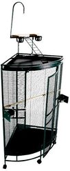A&E Cage Company Corner Play Top Bird Cage, Black, Medium