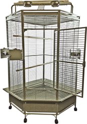 A&E Cage Company Corner Play Top Bird Cage, Platinum, Large