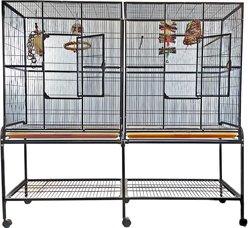 A&E Cage Company Double Flight Bird Cage & Divider, Black