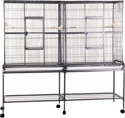 A&E Cage Company Double Flight Bird Cage & Divider, Black slide 2 of 3