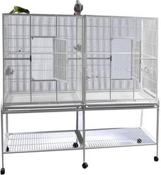 A&E Cage Company Double Flight Bird Cage & Divider, White