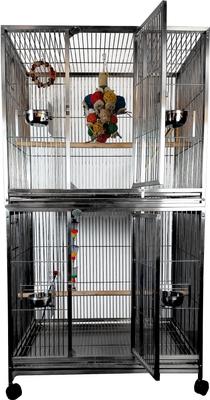 Show full view: A&E Cage Company Double Stack Breeder Bird Cage, Black slide 2 of 3