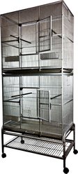 A&E Cage Company Double Stack Flight Bird Cage, Black