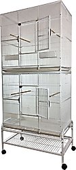 A&E Cage Company Double Stack Flight Bird Cage, White