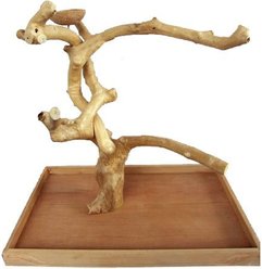 A&E Cage Company Java Wood Table Top Play Bird Stand, Tan, X-Large