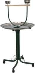 A&E Cage Company T-Bird Stand with Casters & Stainless Steel Dishes, Black