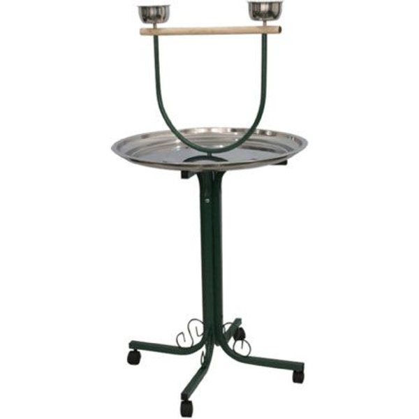 A&E Cage Company T-Bird Stand with Casters & Stainless Steel Dishes, Black