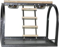 A&E Cage Company Table Bird Stand with Ladders & Cups, Black