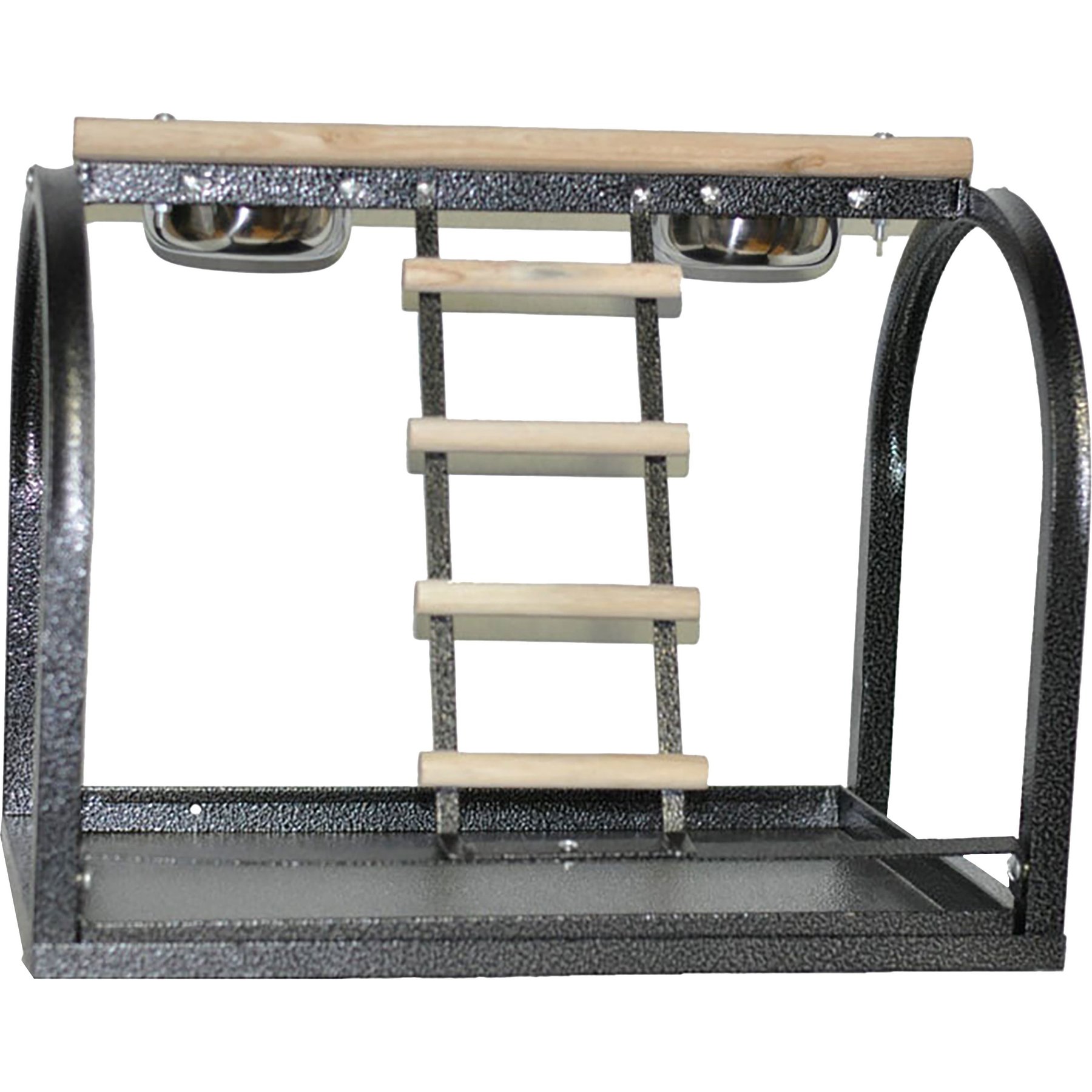 A&E Cage Company Table Bird Stand with Ladders & Cups, Black