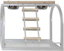 A&E Cage Company Table Bird Stand with Ladders & Cups, White