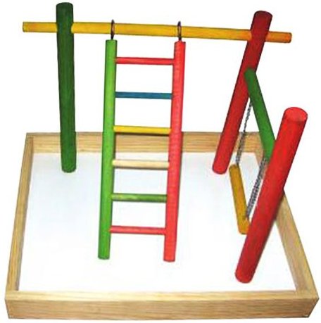 A&E Cage Company Wood Tabletop Bird Play Station, Tan