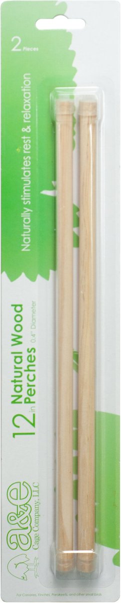 A&E Cage Company Wooden Replacement Bird Perch, 2 count