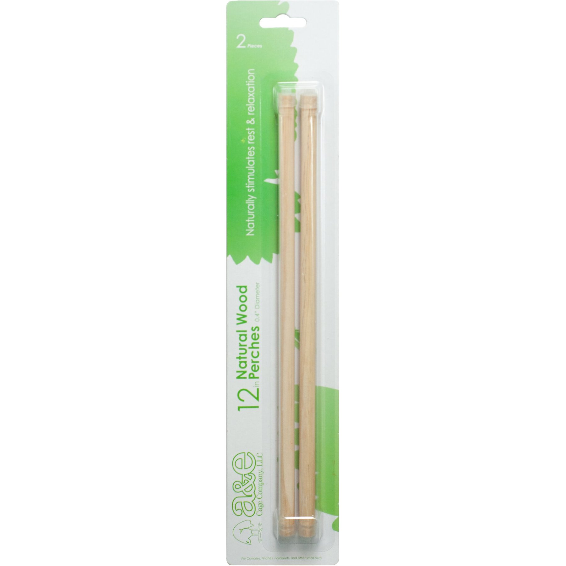 A&E Cage Company Wooden Replacement Bird Perch, 2 count