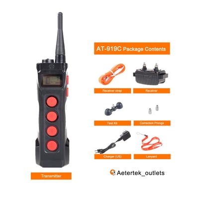 Show full view: Aetertek AT-919C 1100 Yard Ultra Range Rechargeable Waterproof Auto Anti-Bark Dog Remote Training Shock Collar, Black slide 8 of 8