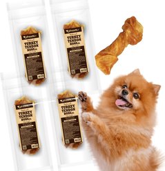 AFreschi Natural Turkey Tendon Bone Natural Dog Chew Treat, Small, 4 count