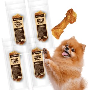 AFreschi Natural Turkey Tendon Bone Natural Dog Chew Treat, Small, 4 count