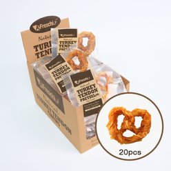 AFreschi Natural Turkey Tendon Pretzel Natural Dog Chew Treat, Medium, 20 count