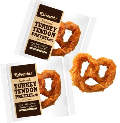 Show full view: AFreschi Natural Turkey Tendon Pretzel Natural Dog Chew Treat, Medium, 20 count slide 8 of 9