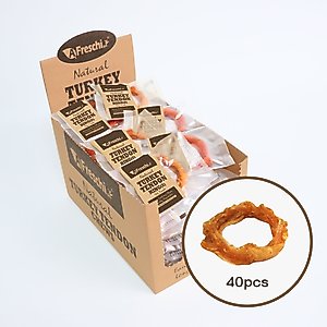 AFreschi Natural Turkey Tendon Ring Natural Dog Chew Treat, Small, 40 count