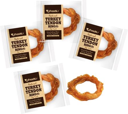 Show full view: AFreschi Natural Turkey Tendon Ring Natural Dog Chew Treat, Small, 40 count slide 8 of 9