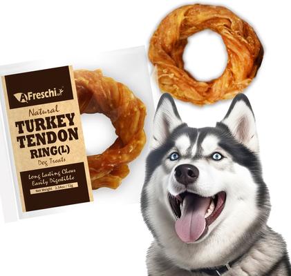 Show full view: AFreschi Natural Turkey Tendon Ring Natural Dog Chew Treats, Large, 10 count slide 3 of 8