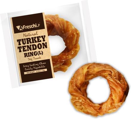 Show full view: AFreschi Natural Turkey Tendon Ring Natural Dog Chew Treats, Large, 10 count slide 8 of 8