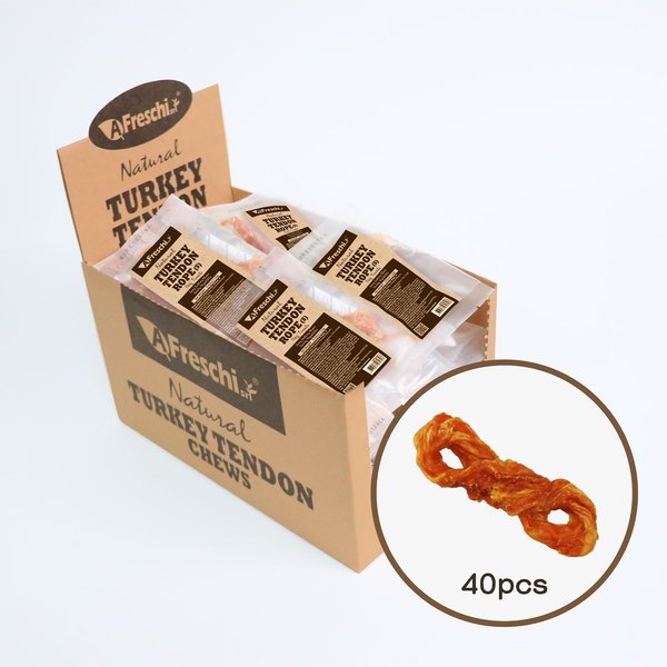AFreschi Natural Turkey Tendon Rope Natural Dog Chew Treats, Small