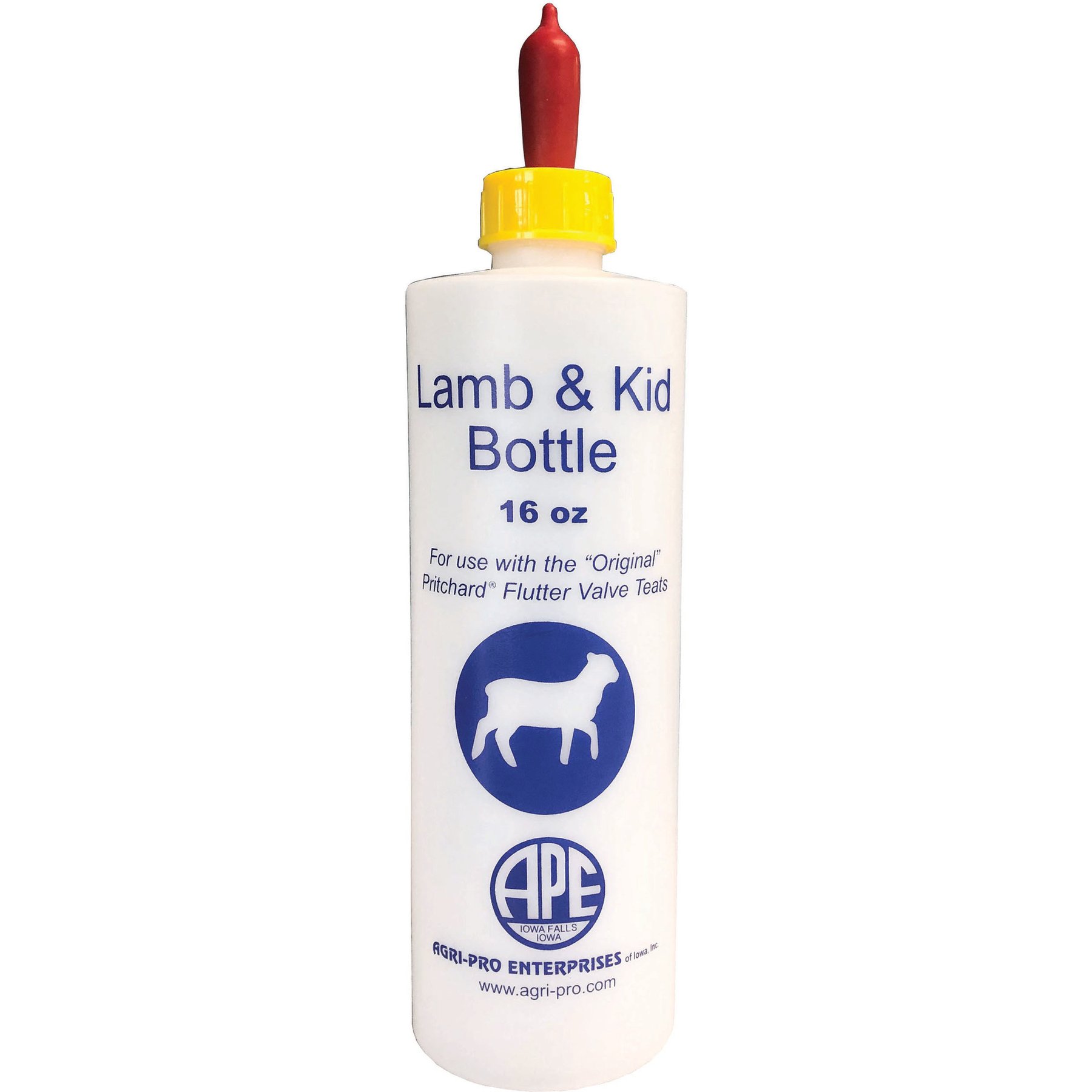 Agri-Pro Enterprises Lamb Bottle with Pritchard Flutter Valve Teat, 16-oz