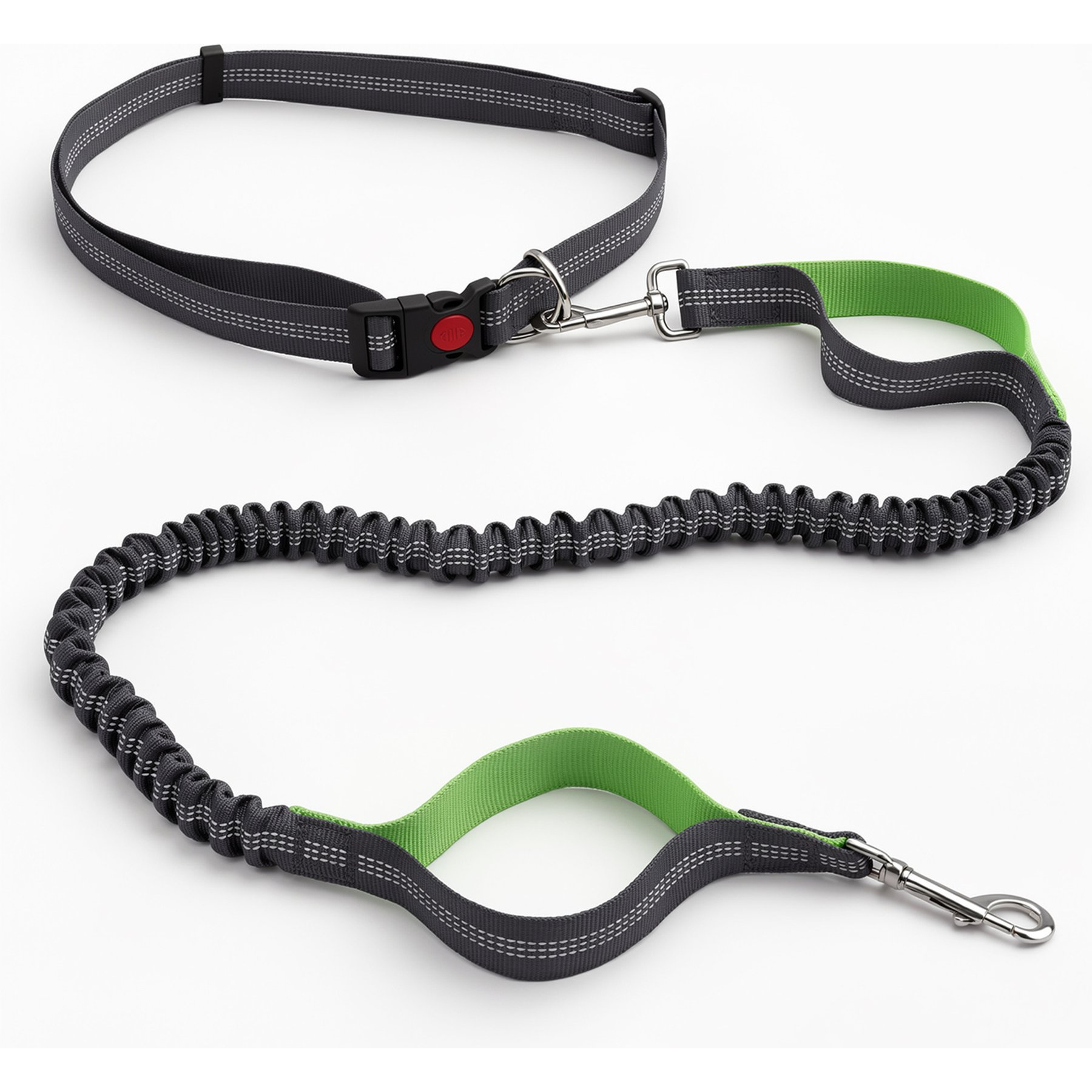 AIPERRO Hands Free Nylon Stretch Dog Leash Set, Medium: 48-in neck, 0.79-in wide, Grey