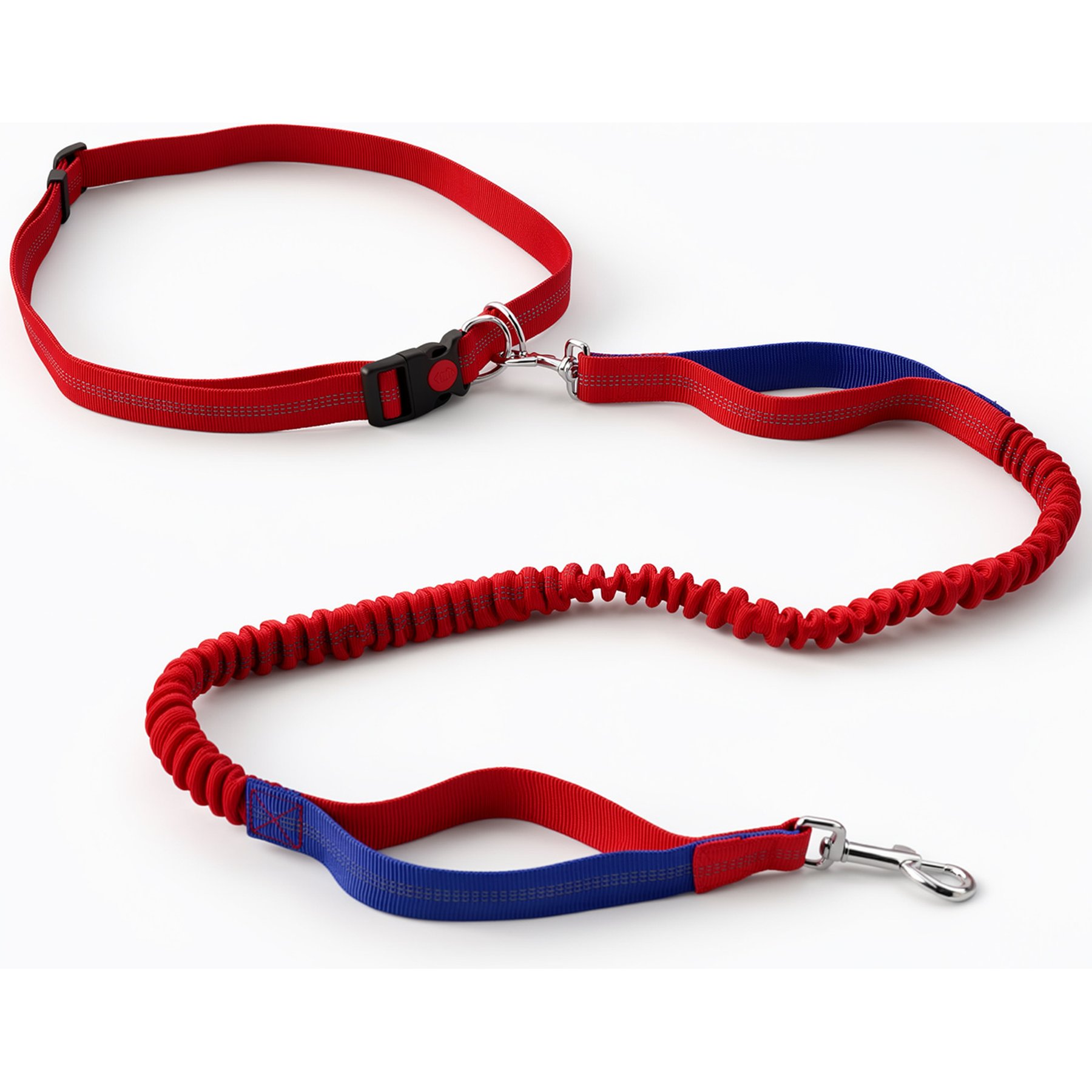AIPERRO Hands Free Nylon Stretch Dog Leash Set, Medium: 48-in neck, 0.79-in wide, Red