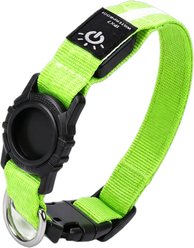 AIPERRO USB Rechargeable Nylon LED Dog Collar, Green, Large: 10 to 12-in neck, 0.79-in wide