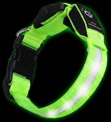 AIPERRO USB Rechargeable Nylon LED Dog Collar, Green, Medium: 10 to 11-in neck, 0.79-in wide slide 2 of 7