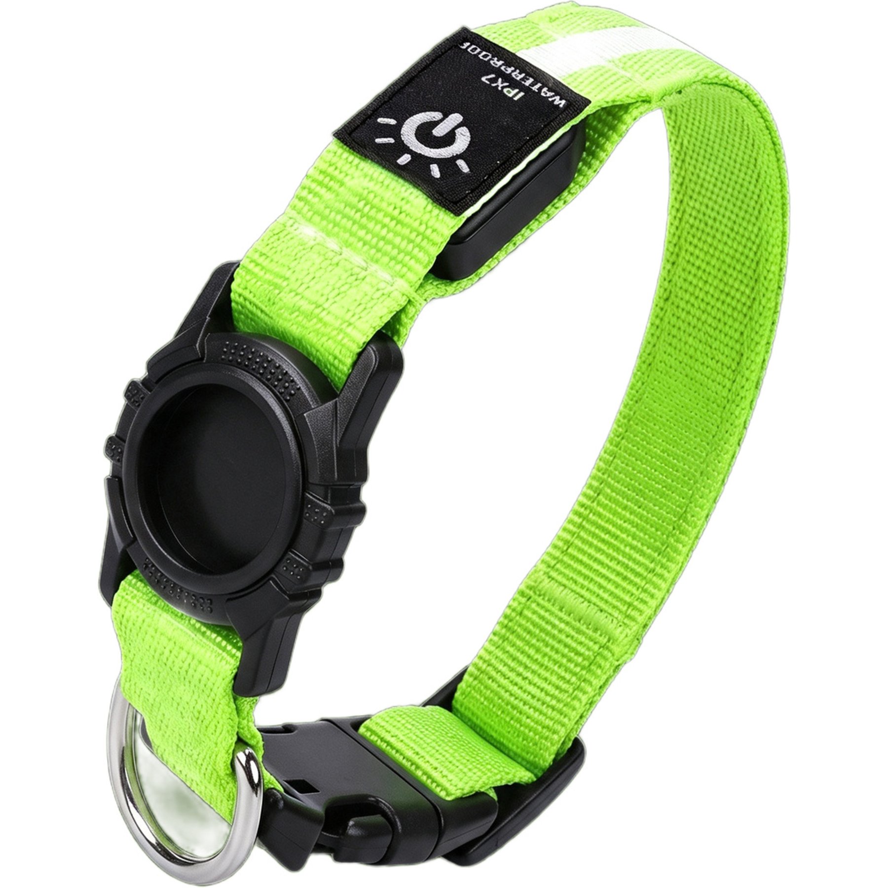 AIPERRO USB Rechargeable Nylon LED Dog Collar, Green, Small: 8 to 10-in neck, 0.79-in wide