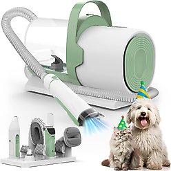 AIRROBO PG50+ Dog & Cat Grooming Vacuum Kit, White/ Green