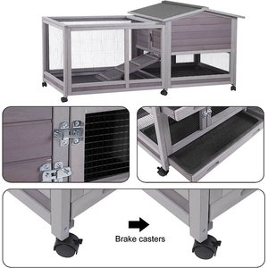 Aivituvin 33.5-in Indoor & Outdoor Ashpalt Roof Wheeled Rabbit Hutch