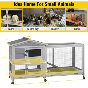 Aivituvin 33.5-in Indoor & Outdoor Ashpalt Roof Wheeled Rabbit Hutch