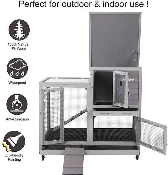 Show full view: Aivituvin 36.4-in Indoor & Outdoor Wheeled Rabbit Hutch slide 3 of 9