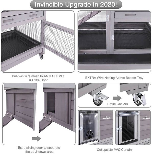 Show full view: Aivituvin 36.4-in Indoor & Outdoor Wheeled Rabbit Hutch slide 4 of 9