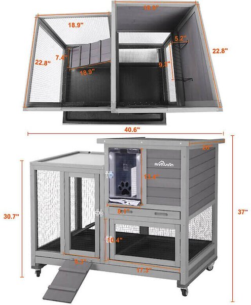 Show full view: Aivituvin 36.4-in Indoor & Outdoor Wheeled Rabbit Hutch slide 6 of 9