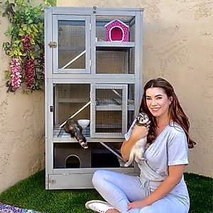 Aivituvin 5 Levels Wooden Small Pet Cage