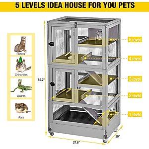Aivituvin 5 Levels Wooden Small Pet Cage